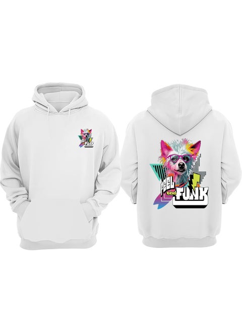 Unisex Feel The Funk Design Front Back Printed Regular Fit White Sweatshirt