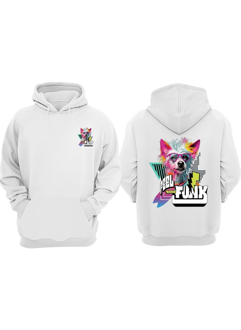 Unisex Feel The Funk Design Front Back Printed Regular Fit White Sweatshirt