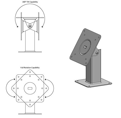 TABcare 180 Tilting 360 Rotating Metal Mount Support 75x75 100x100 VESA Used as Desktop Stand or Wall Mount(Black) - Image 3