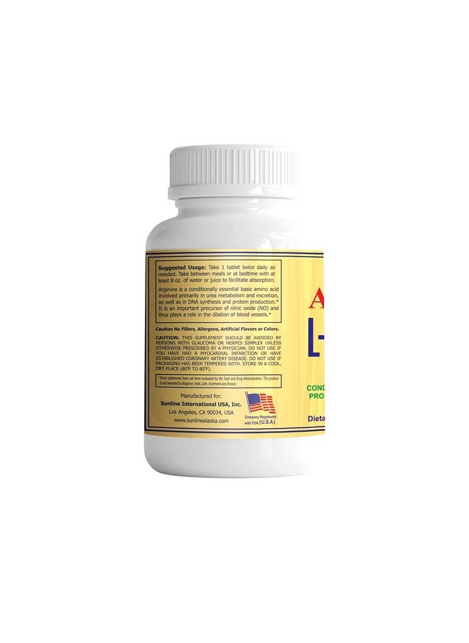 Sunline Alaska L-Arginine | Dietary Supplement | 1000Mg, 90 Tablets - Premium Amino Acid Support For Cardiovascular Health And Nitric Oxide Production  - Image 2