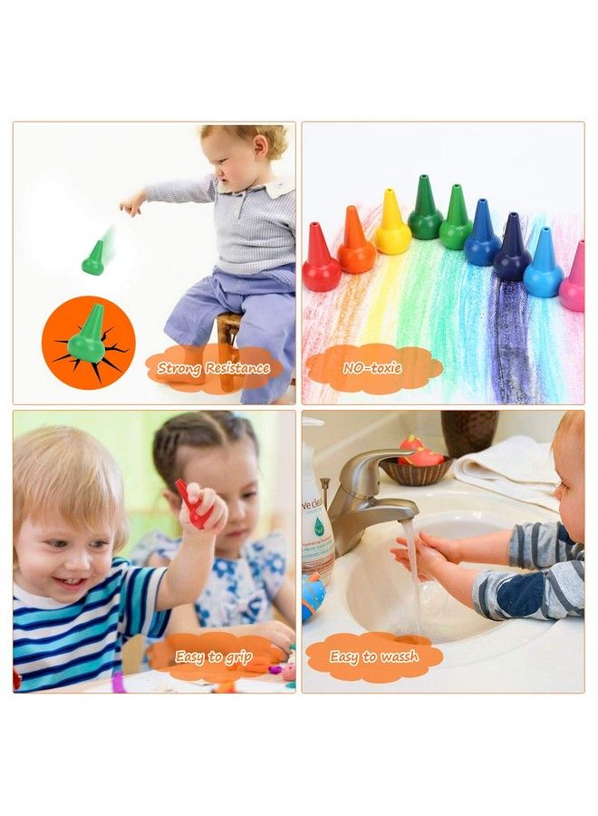 Smlper Jumbo Crayons For Toddlers 12 Colors Finger Paint Palm Grip Crayons For Babies Washable Wax Crayons Safe For Kids Children Boys And Girls  - Image 4