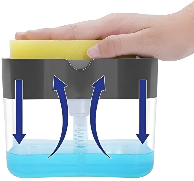 ABTER 2-in-1 Soap Dispenser with Sponge Holder - Liquid Soap Pump for Bathroom & Kitchen Sink Accessories, Dishwasher Liquid Holder & Dishwashing Soap Dispenser - Image 3