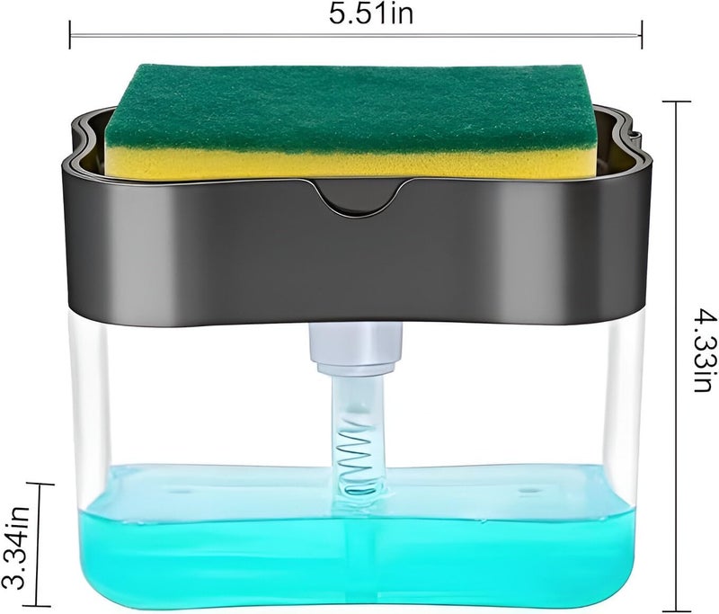 ABTER 2-in-1 Soap Dispenser with Sponge Holder - Liquid Soap Pump for Bathroom & Kitchen Sink Accessories, Dishwasher Liquid Holder & Dishwashing Soap Dispenser - Image 4