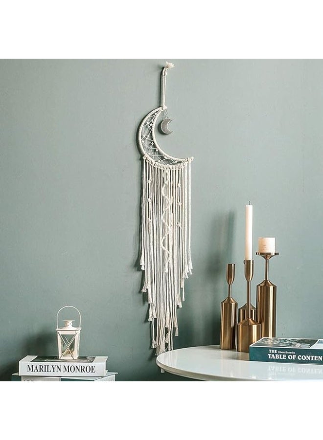 Antikiano Crescent Moon Macrame Wall Hanging with Warm LED Lights Dream Catcher, Bringing a Cozy and Enchanting Ambiance to Any Room –  37.8 in × 7.8 in - Image 5