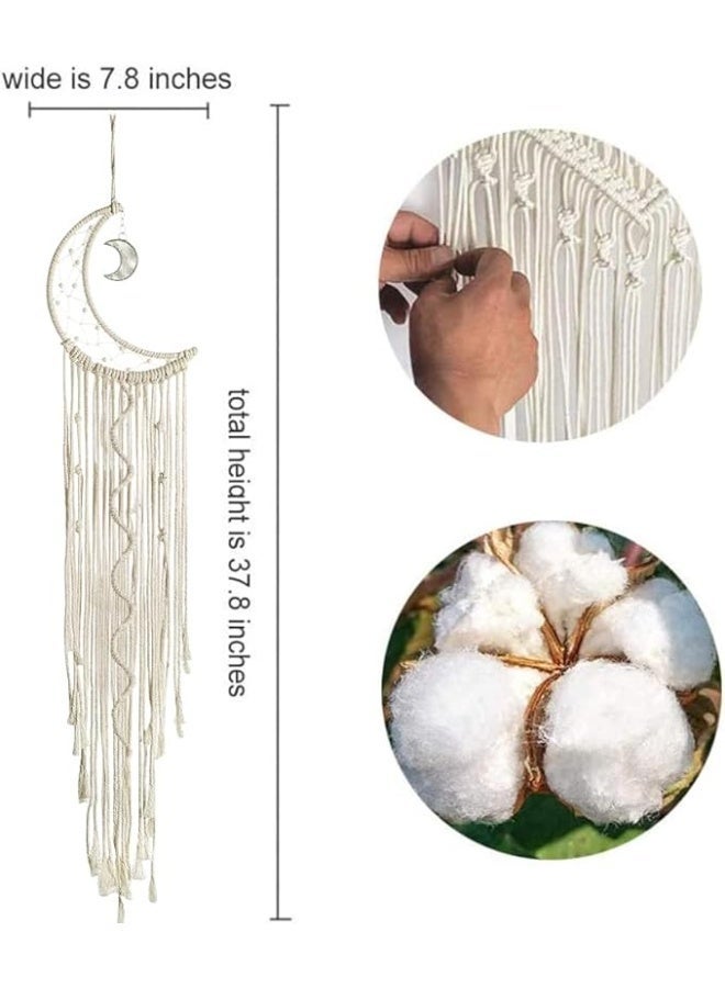 Antikiano Crescent Moon Macrame Wall Hanging with Warm LED Lights Dream Catcher, Bringing a Cozy and Enchanting Ambiance to Any Room –  37.8 in × 7.8 in - Image 4