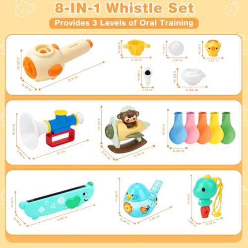 Joyreal 8 in 1 Sensory Toys for Kids with Whistle Balloon Blower Floating Blow Pipe Ball Autism Sensory Product Oral Motor Therapy Tools Speech Therapy Toys for Toddler 3 Year Old Boy Girl Gift - Image 5