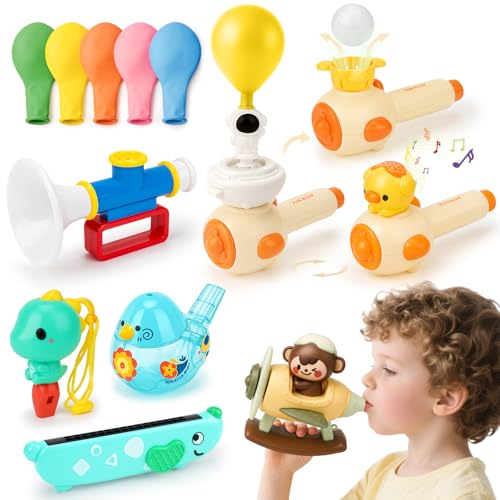 Joyreal 8 in 1 Sensory Toys for Kids with Whistle Balloon Blower Floating Blow Pipe Ball Autism Sensory Product Oral Motor Therapy Tools Speech Therapy Toys for Toddler 3 Year Old Boy Girl Gift - Image 1