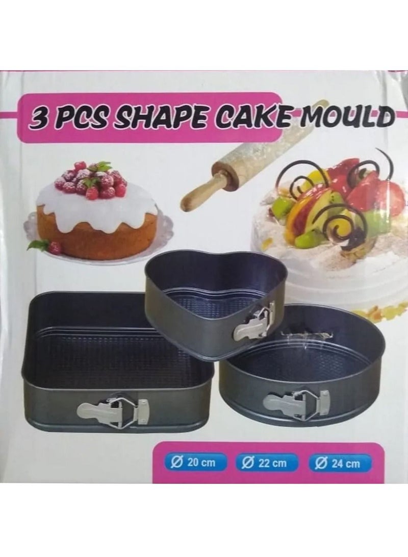 DubaiGallery 3-Piece Cake Mould Pan Set Multicolour - Image 1