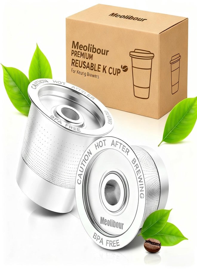 عبوة من قطعتين من كبسولات قهوة Meolibour القابلة لإعادة الاستخدام لماكينة Keurig 1.0: كبسولات قهوة قابلة لإعادة التعبئة من الفولاذ المقاوم للصدأ - فلتر قهوة قابل لإعادة الاستخدام لماكينة Keurig 1.0، صديقة للبيئة، بتصميم مبتكر - Image 1