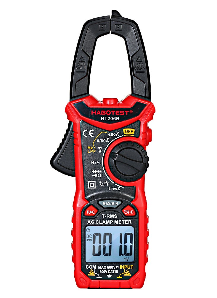 HABOTEST - AC/DC Digital Clamp Meter for Measuring AC/DC Voltage , AC/DC Current, Frequency, Duty Cycle, Diode, Resistance, Continuity, Transistors  Test, NCV Clamp Multimeter - Image 1