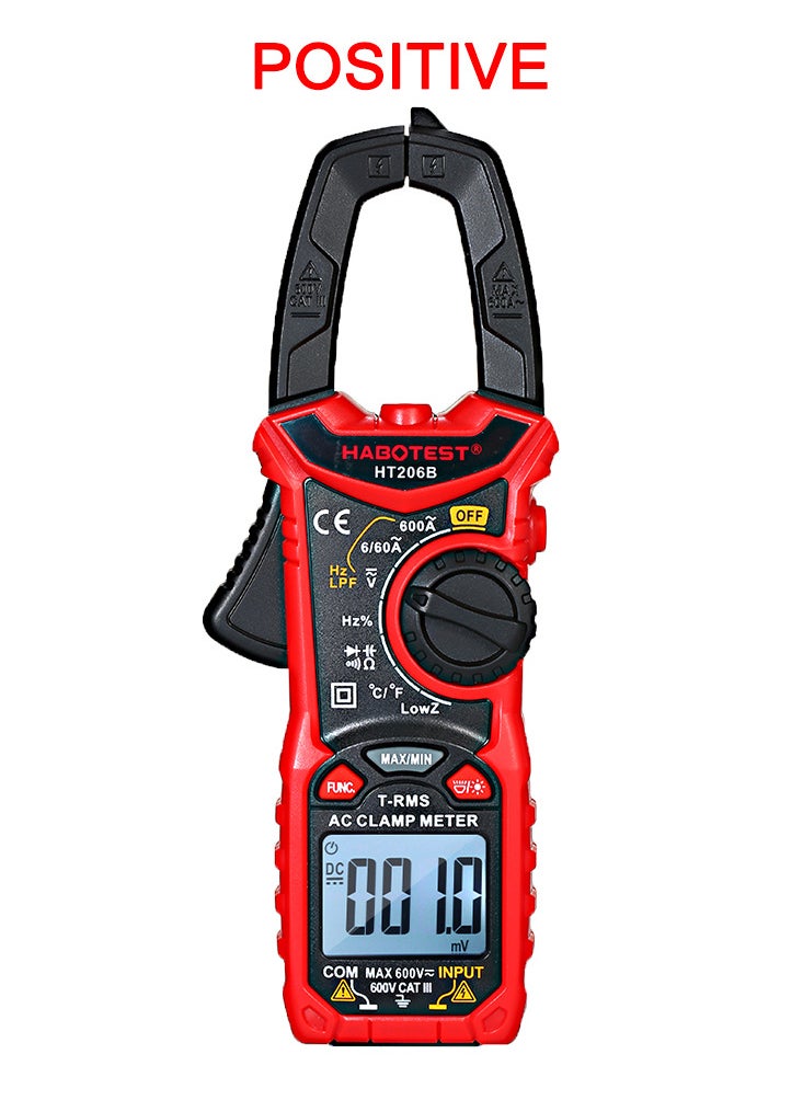 HABOTEST - AC/DC Digital Clamp Meter for Measuring AC/DC Voltage , AC/DC Current, Frequency, Duty Cycle, Diode, Resistance, Continuity, Transistors  Test, NCV Clamp Multimeter - Image 1