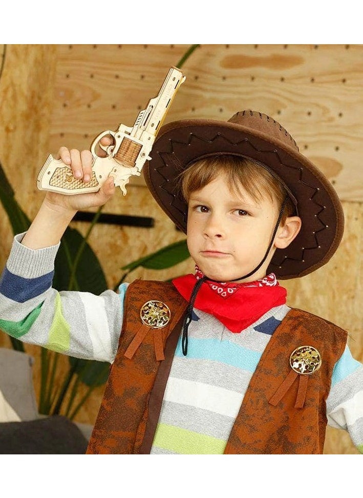 ROKR Hands Craft Fun 3D Wooden Puzzle Corsac M60 Rubber Band Revolver, Loads 6 Rubber Bands. (LQ401)  - Image 4