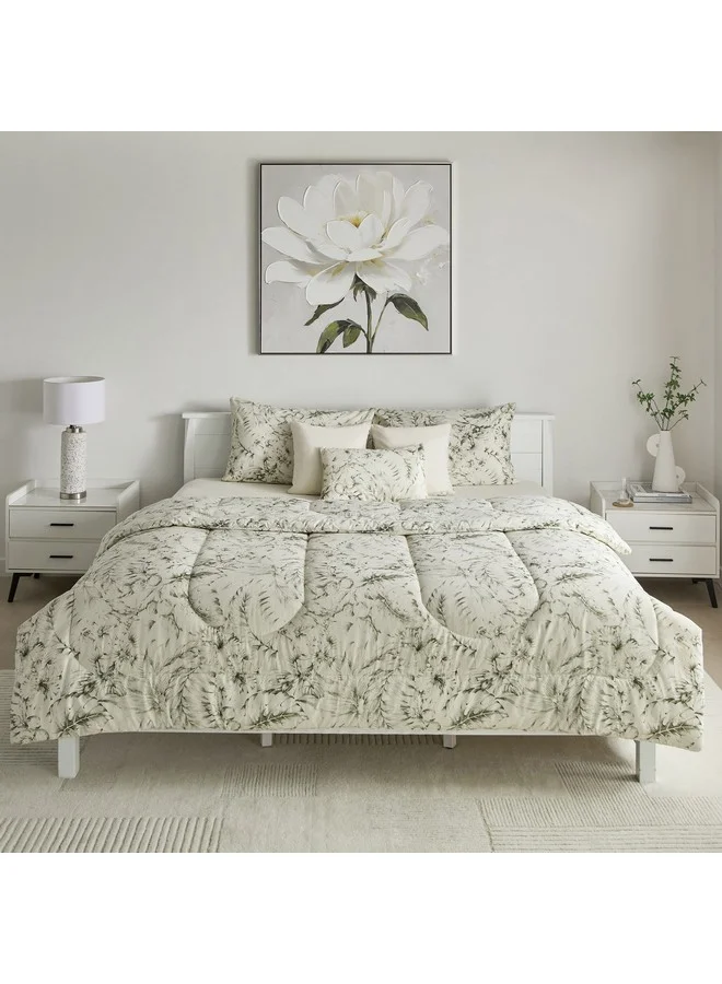 Home Box Valencia Cairns 7-Piece Printed Cotton King BIAB Comforter Set 240 x 220 cm
