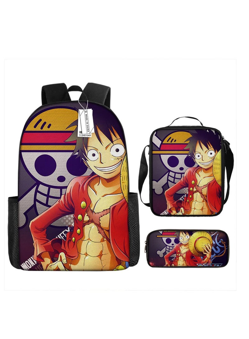 One Piece Backpack Primary And Secondary School Bags One Piece Backpack Cartoon School Bag Three-piece Set - Image 1