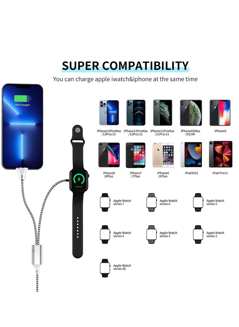 Y&D Watch Charger Magnetic Charging Cord, 2 in 1 Portable Wireless Cable Compatible with Series 7 SE 6 5 4 3 Work for iPhone 13/12 Pro Max / 11 XR/XS/X 8 Plus  - Image 2