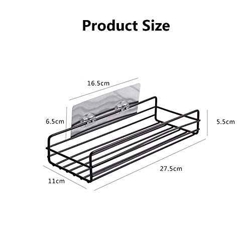 Raxon Innovation Raxon Innovation Plain Holder Metal Multipurpose Kitchen Bathroom ShelfStrong Magic Sticker BlackMetalSize 10cmX28cmX15 Pack of 1  - Image 2