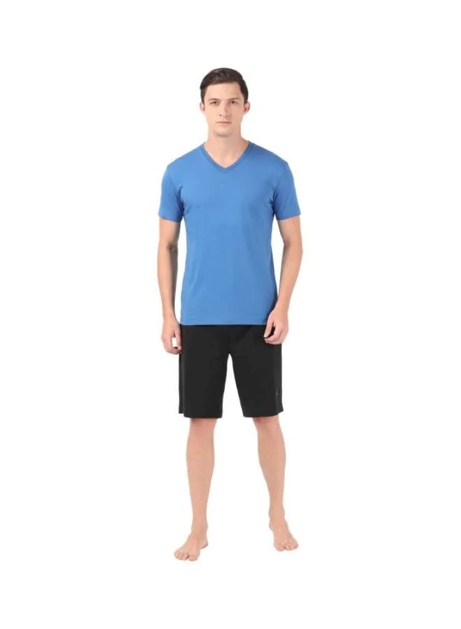 Jockey Bright Cobalt 2726 Men Super Combed Cotton Rich Solid V Neck Half Sleeve T Shirt for Men | Best Price UAE