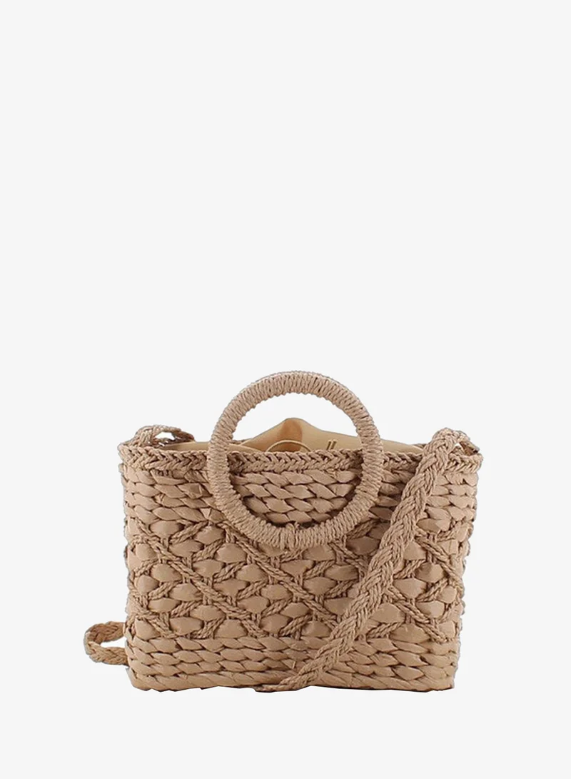 Marina Galanti Women's Bonnanaro Woven Straw-Effect Shoulder Bag - Camel