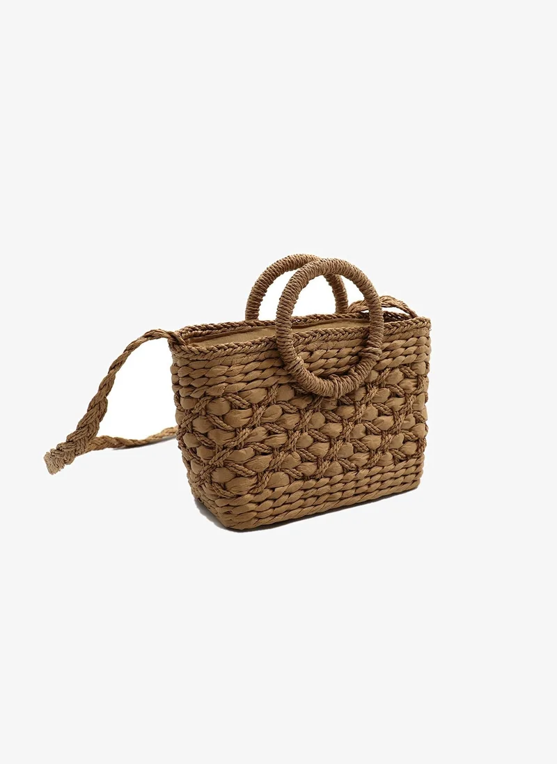 Marina Galanti Marina Galanti Women's Bonnanaro Woven Straw-Effect Shoulder Bag - Camel