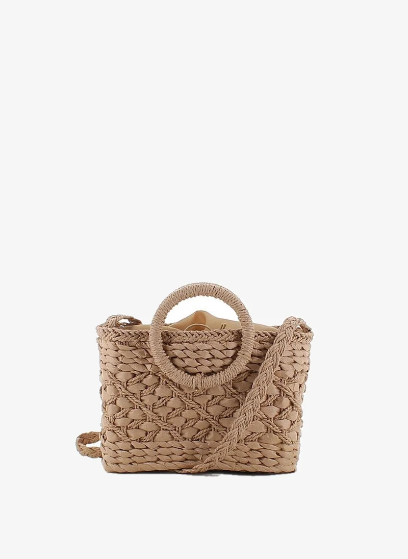 Marina Galanti Marina Galanti Women's Bonnanaro Woven Straw-Effect Shoulder Bag - Camel