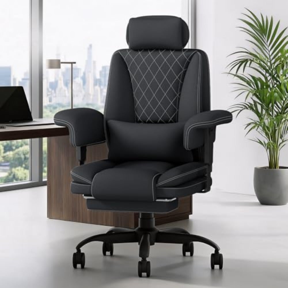 Office Chair, Ergonomic Gaming Chair with Lumbar Support and Footrest, Big and Tall Desk Chair for Home, High Back PC Gamer Chairs, Adjustable Height Computer Chair, Heavy Duty, 150KG