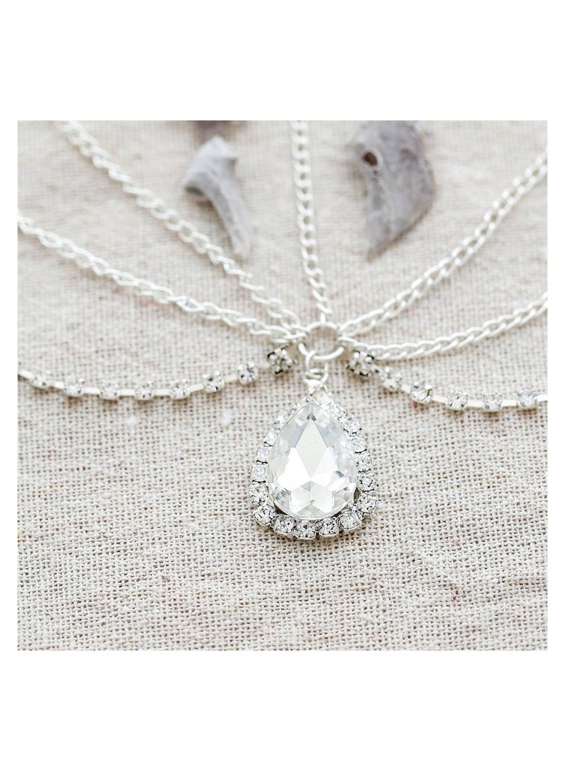 إسكدنيا سلسلة رأس ، عصابات رأس ، إكسسوارات خوذة الزفاف ، سلسلة رأس عتيقة بأحجار الراين الكريستالية ، عصابة رأس لحفلات الزفاف وحفلات التخرج والسهرات ، إكسسوارات شعر للفتيات والنساء ، فضي - Image 4