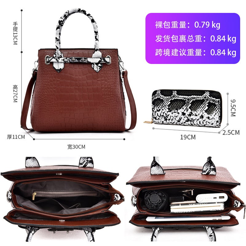 New Fashion Light Luxury Women'S Handbag Large Capacity Crocodile Shoulder Bag Crossbody Bag Luxury Snake Wallet - Image 5