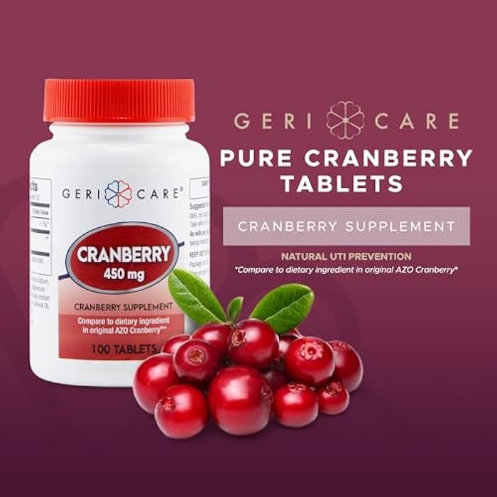 GeriCare High-Potency Cranberry Supplement By GeriCare- 450mg Pure Cranberry Tablets For Urinary Tract Health- Natural UTI Prevention For Men & Women- GMO, Gluten & Dairy Free Cranberry Concentrate [100 Count] - Image 2