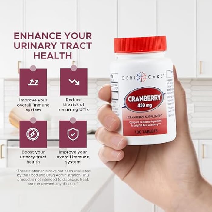 GeriCare High-Potency Cranberry Supplement By GeriCare- 450mg Pure Cranberry Tablets For Urinary Tract Health- Natural UTI Prevention For Men & Women- GMO, Gluten & Dairy Free Cranberry Concentrate [100 Count] - Image 4