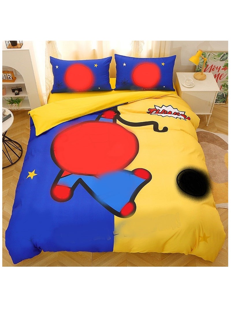 GUDOO 3 Piece Kids Bedding Printed Boys Luxury Printed Duvet Cover Comforter Set Cotton Multicolour 150 x 200 cm  - Image 1