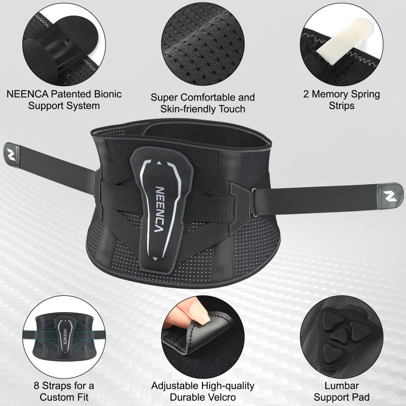 NEENCA Back Brace for Lower Back Pain with Bionic Support System, Adjustable Lumbar Support Belt for Women & Men with Lumbar Support 3D Pad, Breathable Mesh for Herniated Disc, Sciatica, Scoliosis... - Image 2