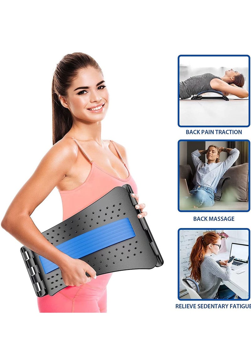Generic - Back Stretcher - 3 Heights Adjustable Back Stretcher for Pain Relief, Lower Back Stretcher with Massaging Points & Cushion Foam, Spine Deck for Office Chair, Car, Travel(Blue) - Image 1