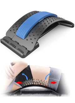Back Stretcher - 3 Heights Adjustable Back Stretcher for Pain Relief, Lower Back Stretcher with Massaging Points & Cushion Foam, Spine Deck for Office Chair, Car, Travel(Blue)