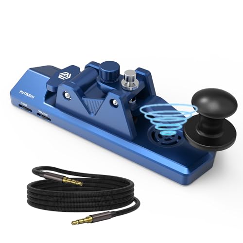 Putikeeg Mini CW Key Morse Radio HAM Big Double Paddle Morse Code Key Aluminum Alloy Body with Speaker Base Grey - Image 1