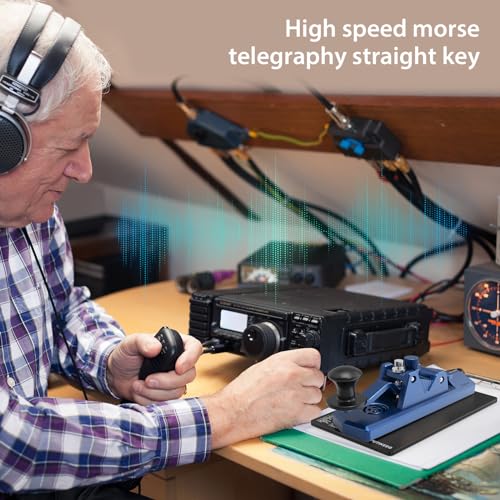 Putikeeg Mini CW Key Morse Radio HAM Big Double Paddle Morse Code Key Aluminum Alloy Body with Speaker Base Grey - Image 3