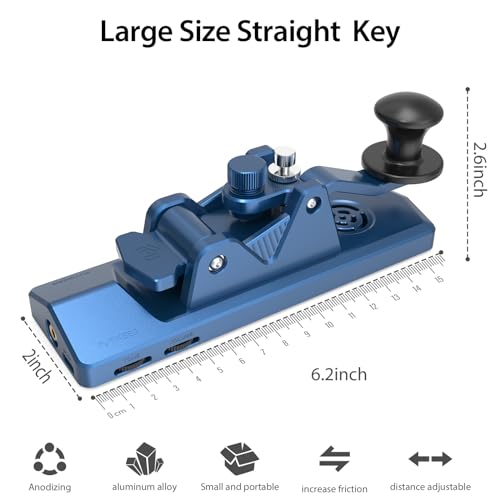 Putikeeg Mini CW Key Morse Radio HAM Big Double Paddle Morse Code Key Aluminum Alloy Body with Speaker Base Grey - Image 5