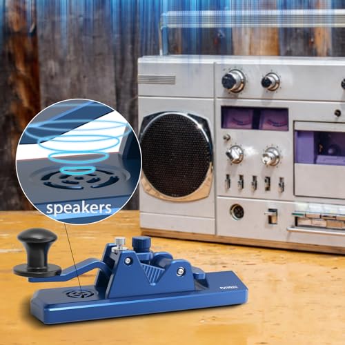 Putikeeg Mini CW Key Morse Radio HAM Big Double Paddle Morse Code Key Aluminum Alloy Body with Speaker Base Grey - Image 4