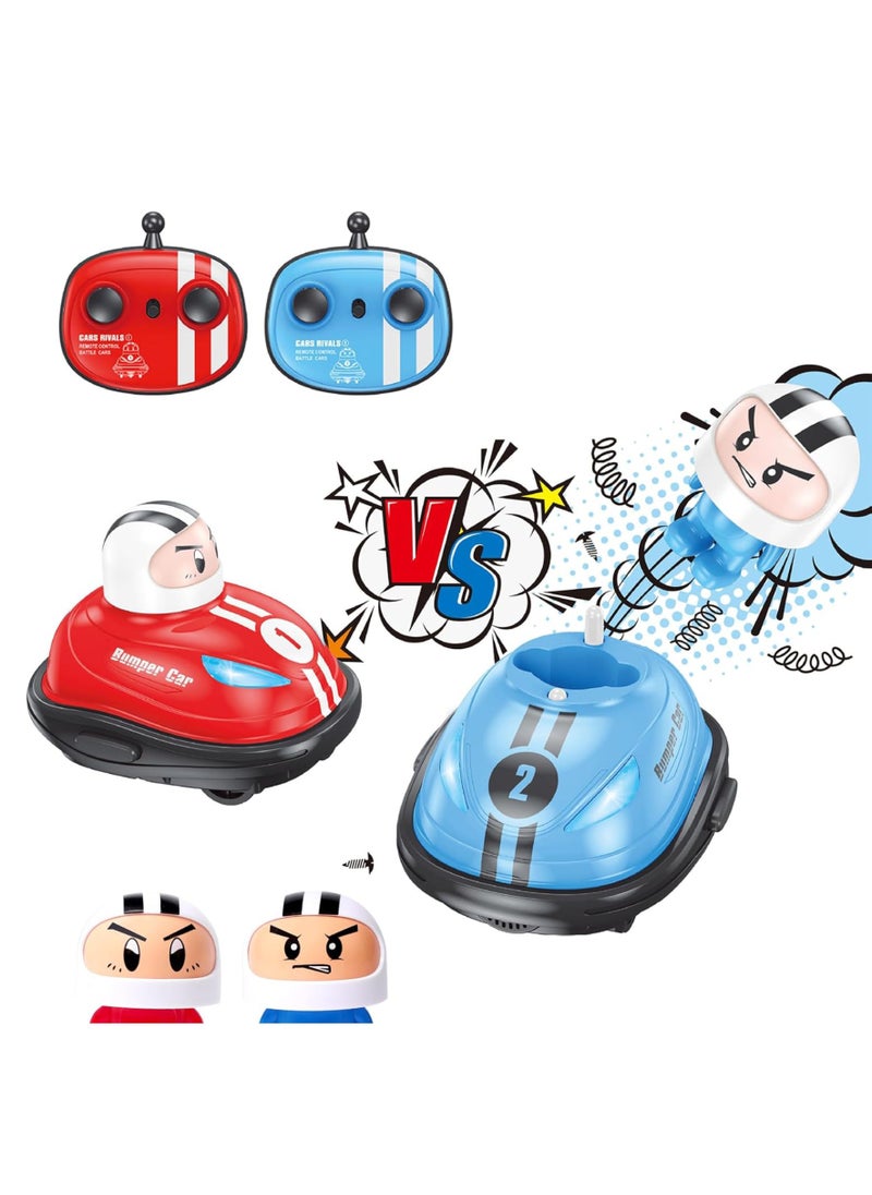 DIGI CORE Pop Up Remote Control Bumper Cars With Ejecting Drivers Toys For Kids & Adults Road Rage RC Speed Bumper Cars, Mini Remote Controlled Ejector Vehicles, 2 Player Head to Head Battle, Crash into Opponents, 2.4 GHz, Red and Blue, Ages 6 And Up  - Image 1