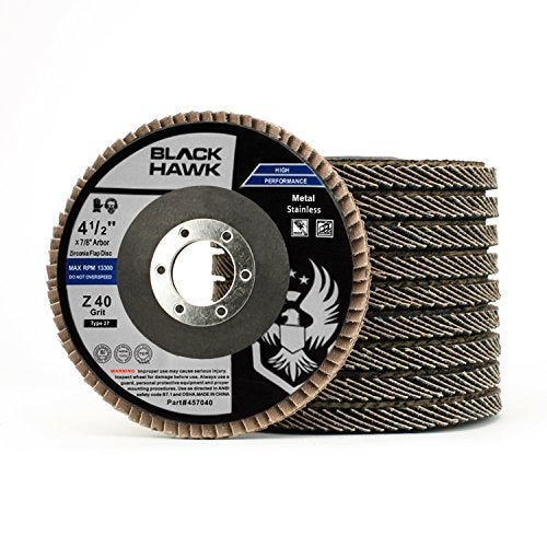 BHA Grinding and Sanding Flap Discs T27, 4-1/2" x 7/8", 40 Grit - 10 Pack - Image 1