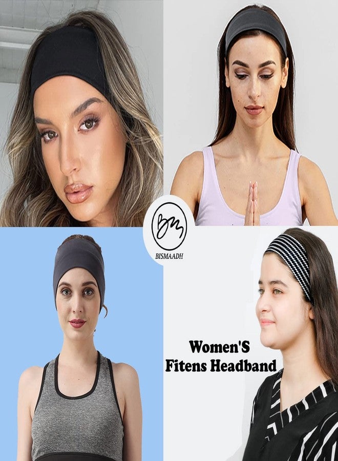 BISMAADH 5 Pack Headband, Sweat Band, Sports Sweatband Headbands Hairband for Women - Running,Cycling,Football,Fishing (Black Light Grey Green D Grey Blue) - Image 5