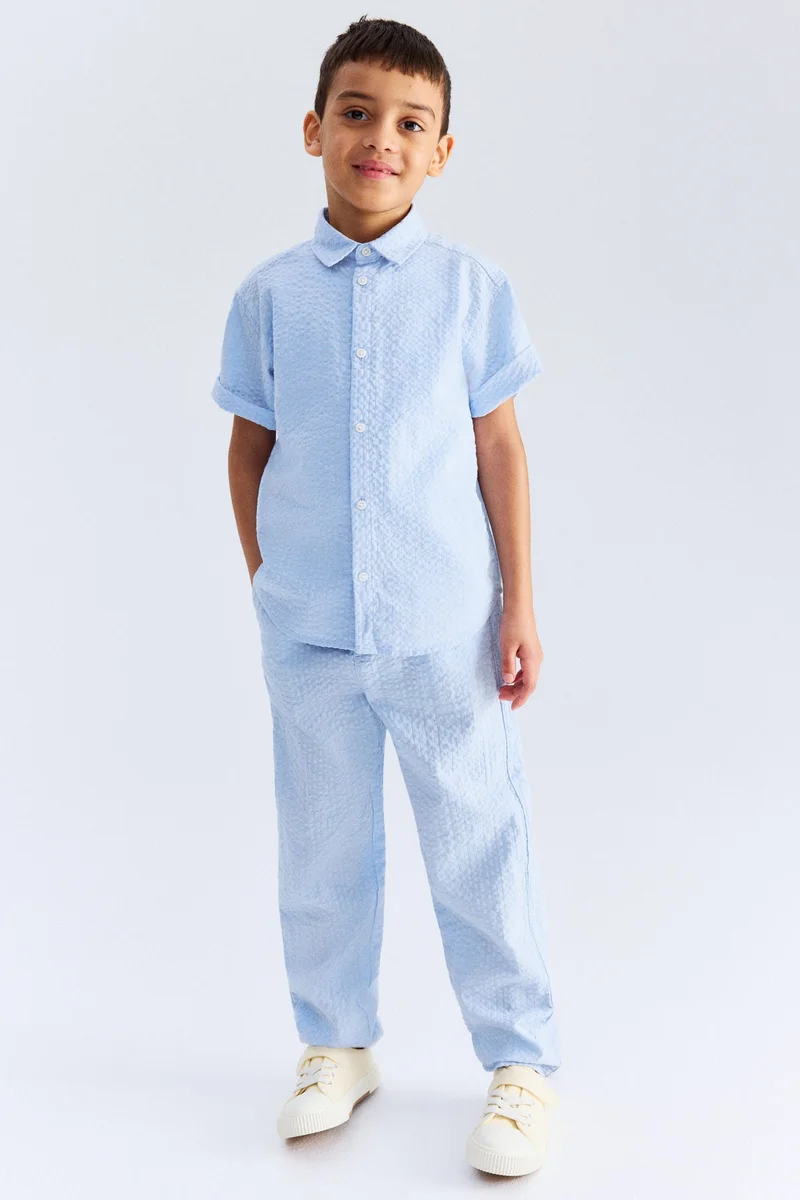 اتش اند ام Cotton Seersucker Trousers