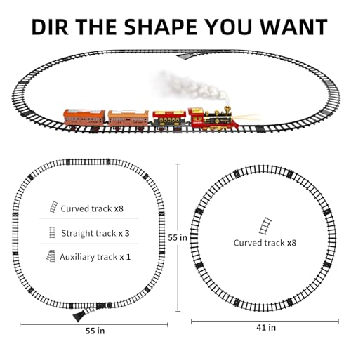 TEMI Train Set for Kids Toddlers 35 Train with Steam Engine Cargo Car and Long Track Rechargeable Battery Play Red Train Toys with Smoke Light Sounds Gift for Boys Girls 47 Years - Image 5