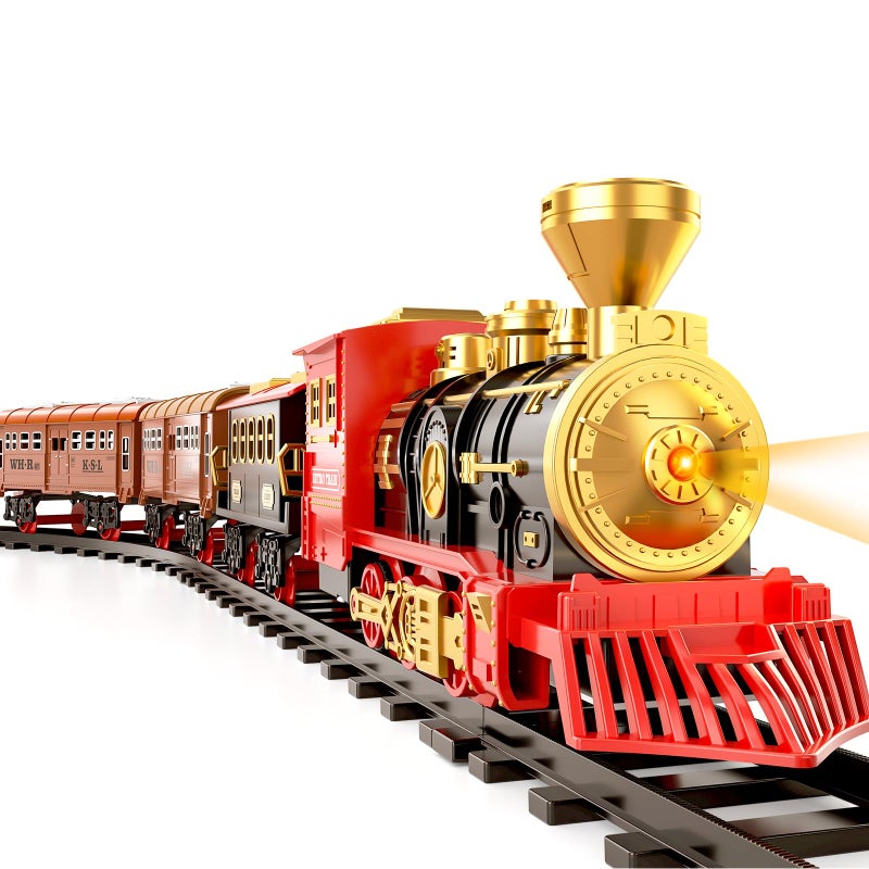 TEMI Train Set for Kids Toddlers 35 Train with Steam Engine Cargo Car and Long Track Rechargeable Battery Play Red Train Toys with Smoke Light Sounds Gift for Boys Girls 47 Years - Image 3