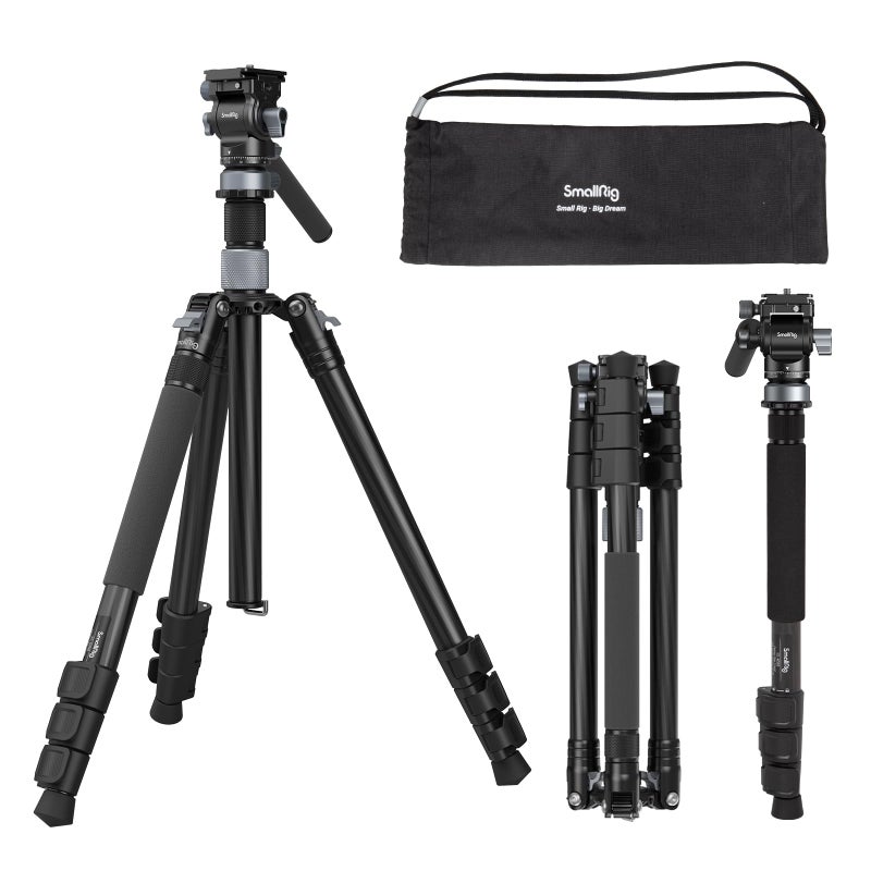 SmallRig 63 Video Travel Tripod Carbon Fiber Tripod with Quick Release Fluid Head Leveling Bowl Base and Center Column 13kg Ultralight for Travel Photo Video Load up to 4kg 882 lbs 4221