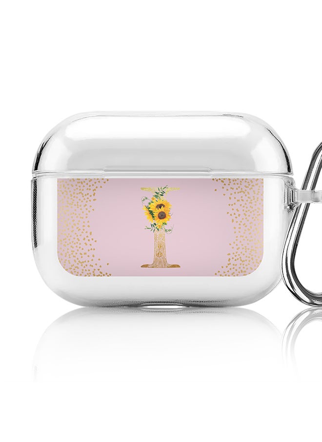 Stylizedd Classic Clear printed Case for Apple Airpods Pro Soft TPU Gel Thin Transparent Flexible Cover - Custom Monogram Initial Letter Mandala Floral Pattern Alphabet - I (Pink )  - Image 1