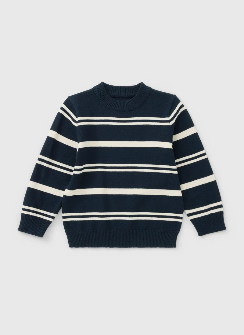 Matalan Boys Navy Striped Fine Knitted Jumper