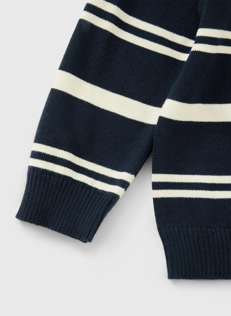 Matalan Boys Navy Striped Fine Knitted Jumper