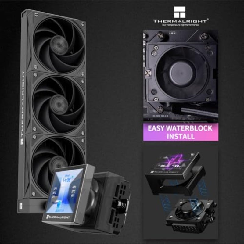 Stream Vision 360 Black CPU Liquid Cooler, 3.5in Magnetic Embedded Fan LCD Screen, 640x480 Resolution, Freely Defined Display Screen, 2400RPM Speed, Compatible with AM5, lga1851/1700/115x - Image 3