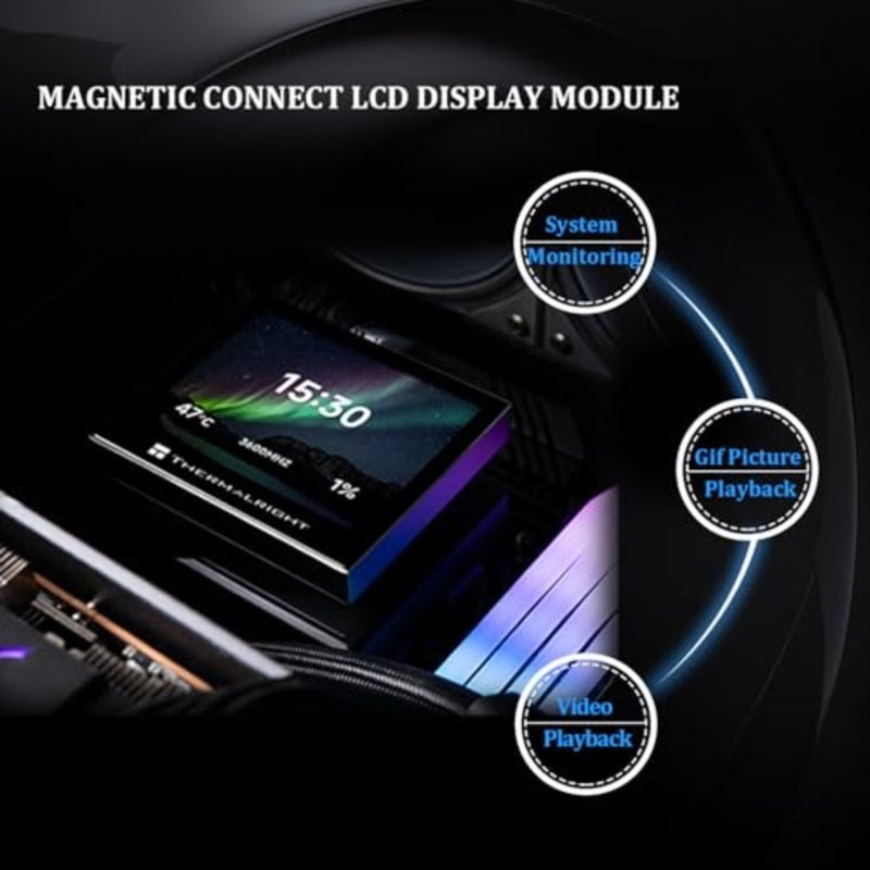 Stream Vision 360 Black CPU Liquid Cooler, 3.5in Magnetic Embedded Fan LCD Screen, 640x480 Resolution, Freely Defined Display Screen, 2400RPM Speed, Compatible with AM5, lga1851/1700/115x - Image 5