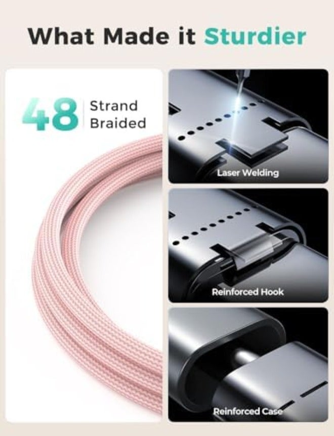 مستلزمات السفر، كابل USB‑C 3 في 2 لشحن ساعة آبل وآيفون - Image 3
